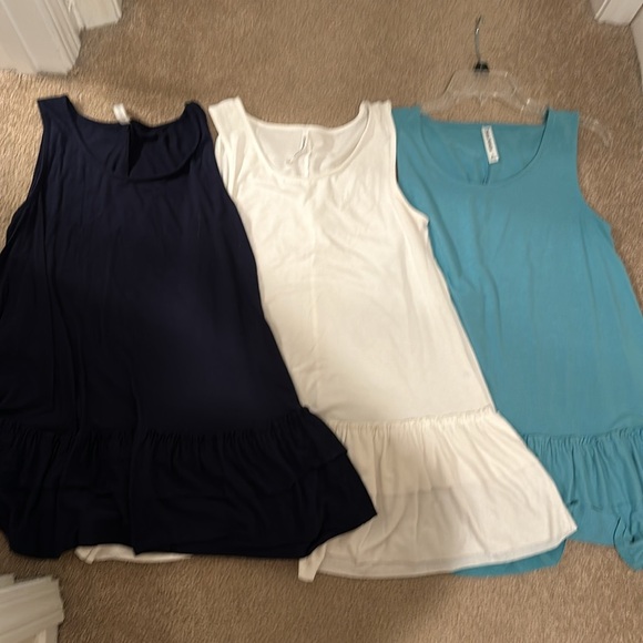 Zenana Outfitters Tops - Zenana Ruffle Bottom Tanks- Set of 3